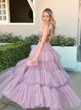 Flowy Spaghetti Straps Long Formal Party Dress Cupcake Prom Dress