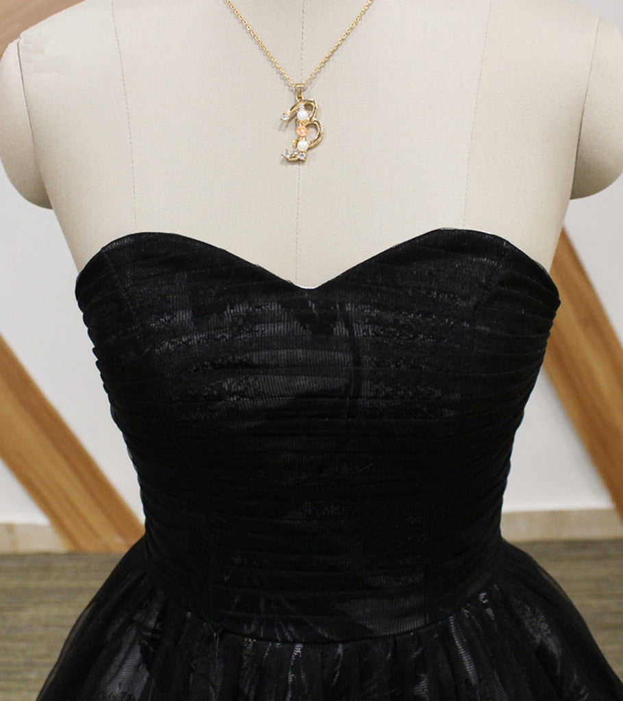 Black Lace Strapless Long Sweet 16 Prom Dresses Long Tulle Graduation Dresses N1471