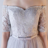 Off The Shoulder Half Sleeves Lace Tulle Short Homecoming Dresses