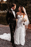 Charming Mermaid Sweetheart Lace Wedding Dresses with Appliques N087