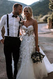 Hot Selling Sweetheart Wedding Dress with Flowers A Line Tulle Wedding Dress with Appliques N2546