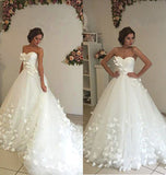 Gorgeous Sweetheart Ball Gown Wedding Dresses with Appliques Beach Wedding Gown N1787