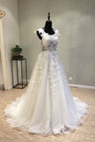 A Line Lace Beach Wedding Dresses with Appliques New Sleeveless Bridal Dresses N1636