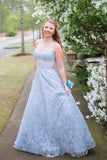 Floor Length Sweetheart A Line Lace Prom Dress, Strapless Long Evening Dresses N2617