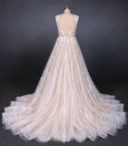 Puffy Sleeveless Lace Wedding Dresses Elegant A Line Backless Bridal Dresses N2296