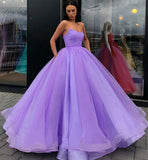 Blue Ball Gown Sweetheart Prom Dresses Princess Floor Length Tulle Quinceanera Dresses N2259