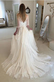 Elegant Chiffon Beach Wedding Dresses with Wrap Sleeves Unique Bridal Dresses N1769
