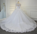 White Ball Gown Long Sleeves Bridal Dresses with Lace Gorgeous Wedding Dresses N1309