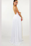 Flowy Straps Backless Side Split Chiffon Prom Dresses N1376