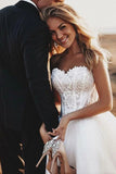 Long Sweetheart Tulle Boho Wedding Dress with Lace Court Train Rustic Wedding Gown N2255