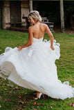 Charming Sweetheart Tulle Wedding Dresses Puffy Backless Beach Wedding Gown N1771