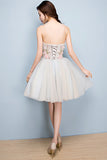 A Line Sweetheart Tulle Short Homecoming Dresses with Appliques N1730