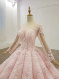 Ball Gown Long Sleeves Lace Prom Dress Gorgeous Wedding Dress Quinceanera Dress N2654