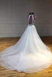 Halter Long Train Tulle Wedding Dresses A Line Sleeveless Bridal Dresses N2653
