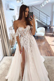 Gorgeous A Line Sweetheart Tulle Wedding Dresses with Appliques N133