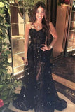 Black Fashion A Line Long Prom Dress OK1953