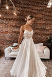 A Line Chiffon Wedding Dresses with Appliques N075