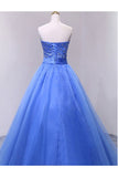 Puffy Sweetheart Organza Floor Length Prom Dresses with Beading Strapless Evening Dresses N1185