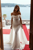 Mermaid Off-the-Shoulder Elegant Beach Party Dresses Sequins Prom Dresses PD0512