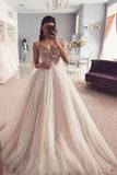 Charming Spaghetti Straps Sweetheart Tulle Prom Dresses with Beading Wedding Dresses N2472