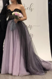 A Line Tulle Sweetheart Appliqued Prom Dresses with Beads N1601