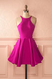 A-line Short Homecoming Dresses,Simple Open Back Ruched Sleeveless Homecoming Dress,N201