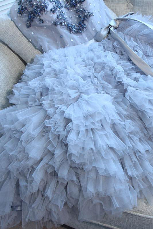 Lavender Sweetheart Beading Tulle Short Homecoming Dresses with Ruffles