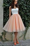 Knee Length Sweetheart Straps Tulle Homecoming Dress,Cheap Short Prom Dress,N263