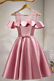 Dusty Rose Homecoming Dresses Short Prom Dresses Satin Cocktail Dresses Short Party Dresses
