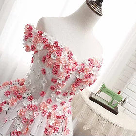 Off Shoulder Lace Applique Evening Prom Dresses Cheap Custom Sweet 16 Dresses N1493
