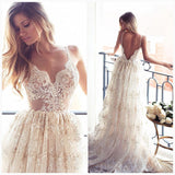 Sexy Spaghetti Straps Lace Backless Beach Wedding Dress N207