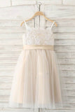 Cute Straps Flower Girl Dress,Princess Flower Girl Dress,Tulle Flower Girl Dresses With Ribbon,F003