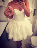 Cute A Line Sweetheart Strapless Ivory Short Homecoming Dresses
