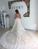 Gorgeous Wedding Dresses with Lace Long Wedding Dresses with Detachable Train N1587