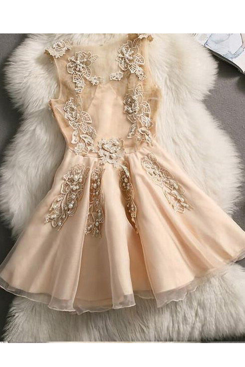Gorgeous V-Neck Appliques Homecoming Dresses with Pearls