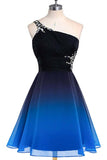 Short Ombre One Shoulder A Line Sleelveless Homecoming Dress, Short Prom Gown N1674