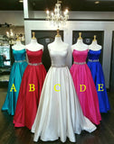 Turquoise Special A Line Strapless Long Prom Dresses with Beads Sash N581