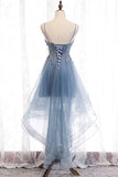 Spaghetti Straps High Low Tulle Appliques Homecoming Dresses N2143