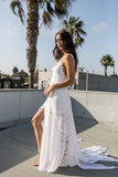 Bohemian Wedding Dresses Spaghetti Straps Long Beach Wedding Gown N959