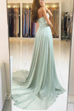 Elegant Sweetheart Lace and Chiffon Backless Prom Dress, Sweep Train Evening Dress N1346