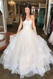 Off White Sweetheart Puffy Long Bridal Dress, Princess Wedding Gown N2682