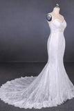 Spaghetti Straps Mermaid Bridal Dresses with Appliques Lace Beach Wedding Dresses N2295