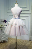 Puffy Straps Tulle Homecoming Dresses with Flowers Princess Graduation Dresses with Belt N1973