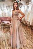 Spaghetti Straps Floor Length Beading Prom Dresses with Rhinestone N2590