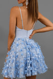 Sexy Spaghetti Straps Lace Flower Short Homecoming Dresses N2159