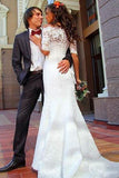 Mermaid Off-the-Shoulder Half Sleeves Lace Wedding Dress,Vintage Trumpet Bridal Dress,N747