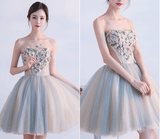 Cute Sweetheart Strapless Homecoming Dresses with Flowers N1727