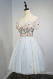 A Line Off-the-Shoulder Appliques Short Homecoming Dresses N931