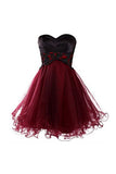 Strapless Burgundy Homecoming Dress,Cute Homecoming Gown,Short Prom Dress,Mini Dress,N174