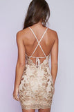 Sexy Sheath Spaghetti Straps Open Back Mini Homecoming Dresses